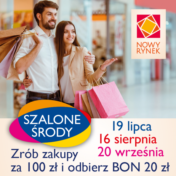 Szalona Środa w Nowym Rynku sprzyja wakacyjnym zakupom Moda, LIFESTYLE - Szczyt sezonu wyprzedażowego w galerii Nowy Rynek dodatkowo podgrzewa jeszcze zaplanowana na najbliższą środę cykliczna akcja promocyjna.