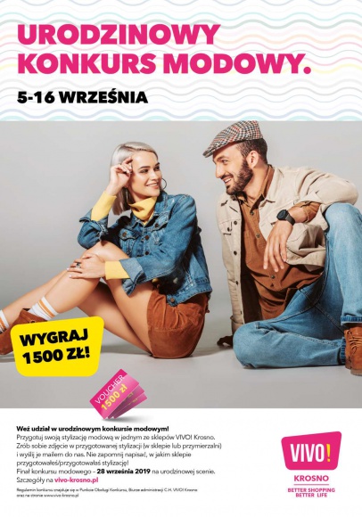 Urodzinowa „Bitwa na Style” w VIVO! Krosno Moda, LIFESTYLE - W VIVO! Krosno przygotowano konkurs „Bitwa na Style”, w którym uczestnicy będą mogli zaprezentować swoje autorskie pomysły na jesienne stylizacje. Do wygrania vouchery o wartości od 300 do 1500 zł.